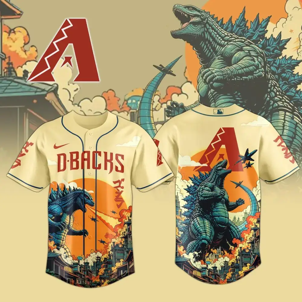 Limited Edition Godzilla D-Backs Baseball Jersey – Perfect Fan Gear! Image