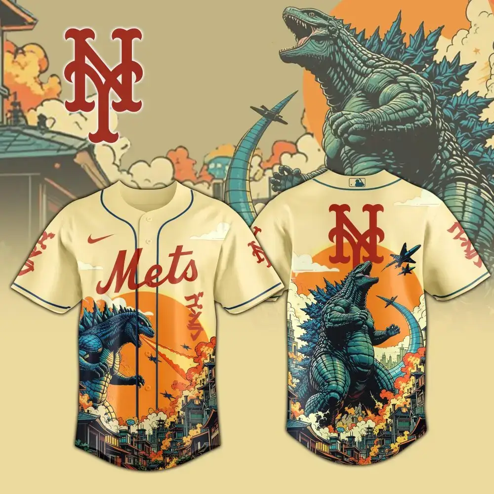 Limited Edition Godzilla Mets Jersey – Vintage Design For Ultimate Fans Image