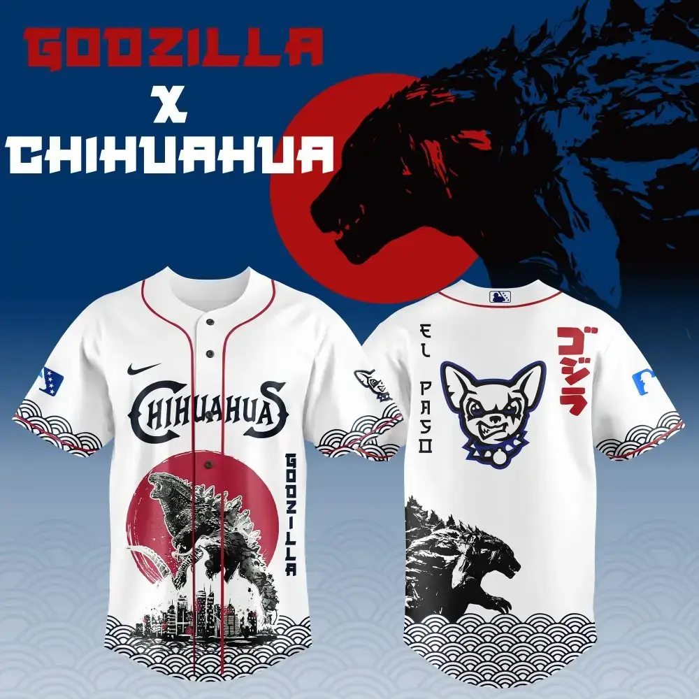 Limited Edition Godzilla X Chihuahua Baseball Jersey – Unleash Your Style! Image