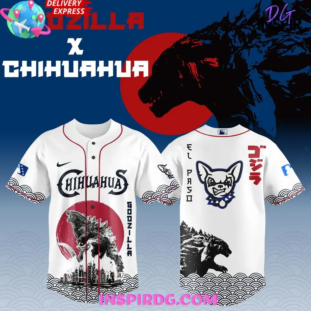 Limited Edition Godzilla X Chihuahua Baseball Jersey - Unique Design, Perfect Gift! Image
