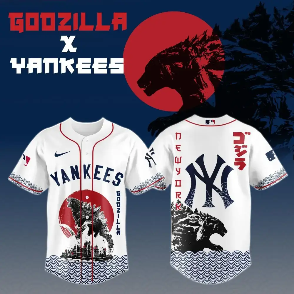 Limited Edition Godzilla X Yankees Baseball Jersey - Unique Design, Perfect Gift! Image