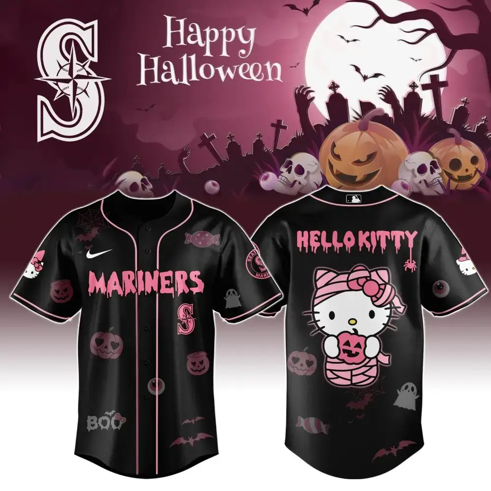 Limited Edition Halloween Hello Kitty Mariners Jersey – Spooky Style For Fans! Image