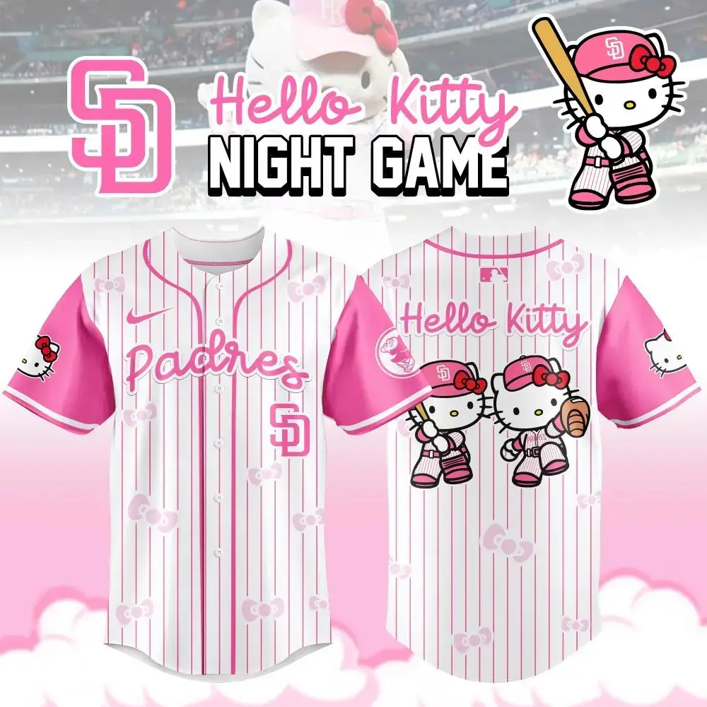 Limited Edition Hello Kitty Padres Baseball Jersey - Perfect For Fans & Collectors! Image