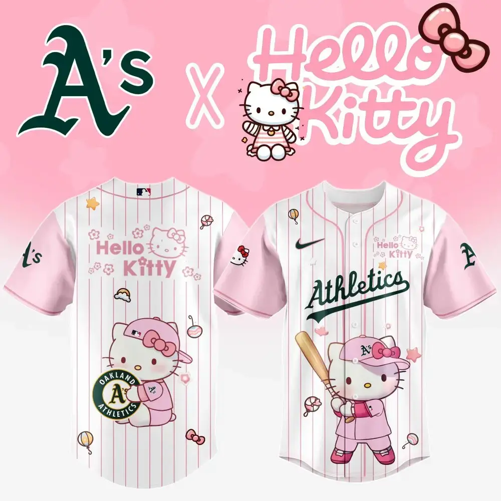 Limited Edition Hello Kitty X A'S Baseball Jersey - Cute, Stylish, Perfect Gift! Image