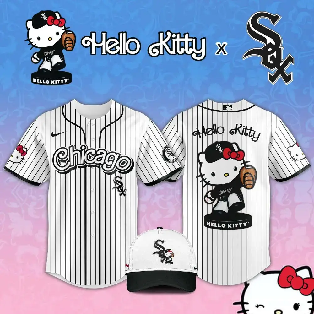 Limited Edition Hello Kitty X Chicago White Sox Baseball Jersey Image
