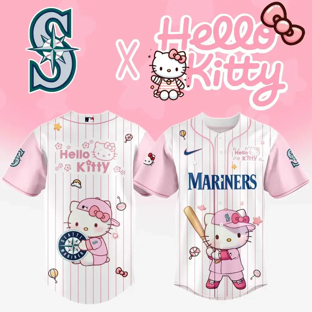 Limited Edition Hello Kitty X Mariners Jersey - Cute Mlb Baseball Fan Gear! Image