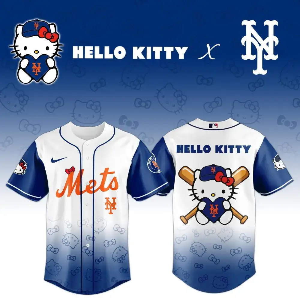 Limited Edition Hello Kitty X Mets Baseball Jersey – Perfect For Fans & Collectors! Image
