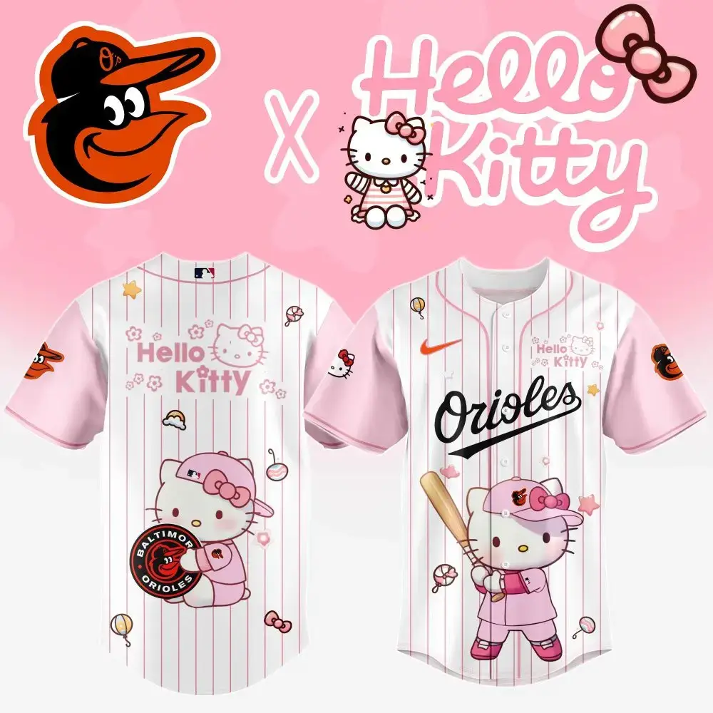 Limited Edition Hello Kitty X Orioles Baseball Jersey - Cute & Stylish Fan Gear Image