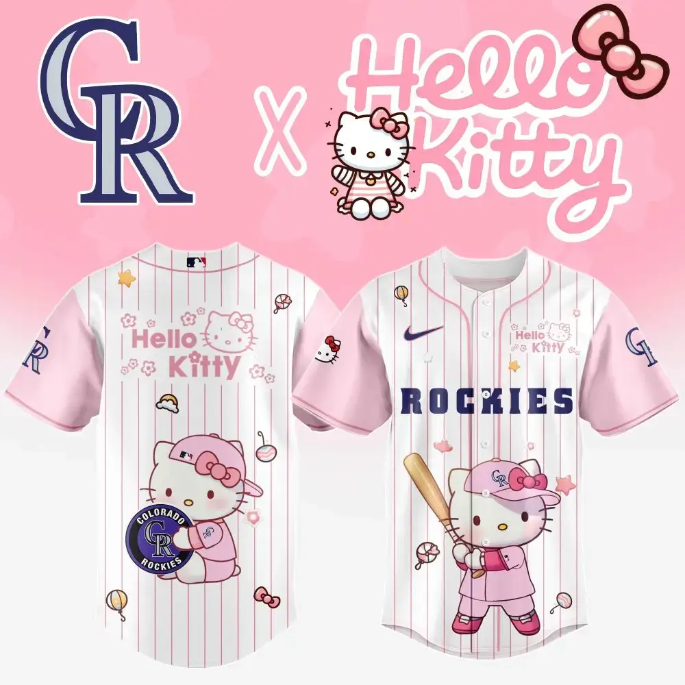 Limited Edition Hello Kitty X Rockies Jersey - Cute & Sporty Fan Gear For Kids & Adults Image