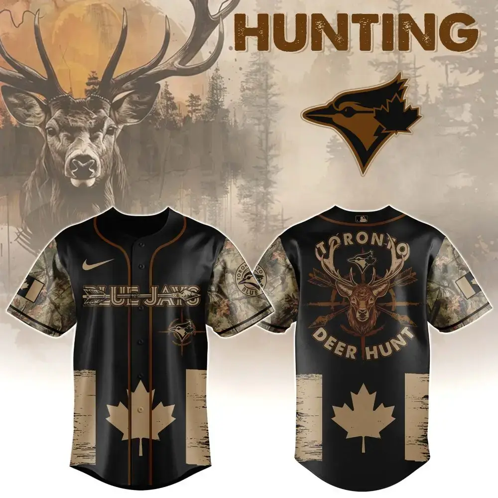 Limited Edition Hunting-Themed Baseball Jersey - Stylish Camouflage Design Image