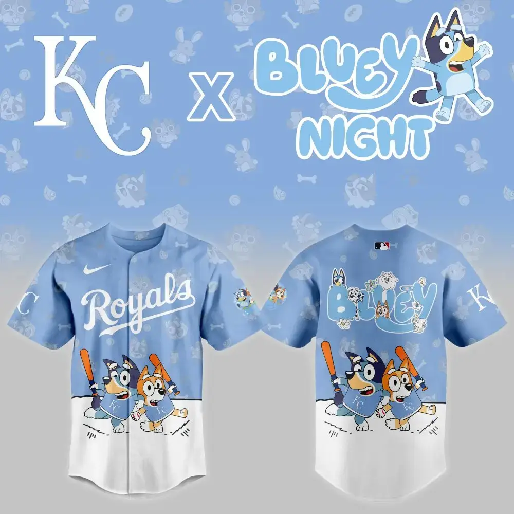 Limited Edition Kc Royals X Bluey Night Baseball Jersey – Kids' Favorite! Image