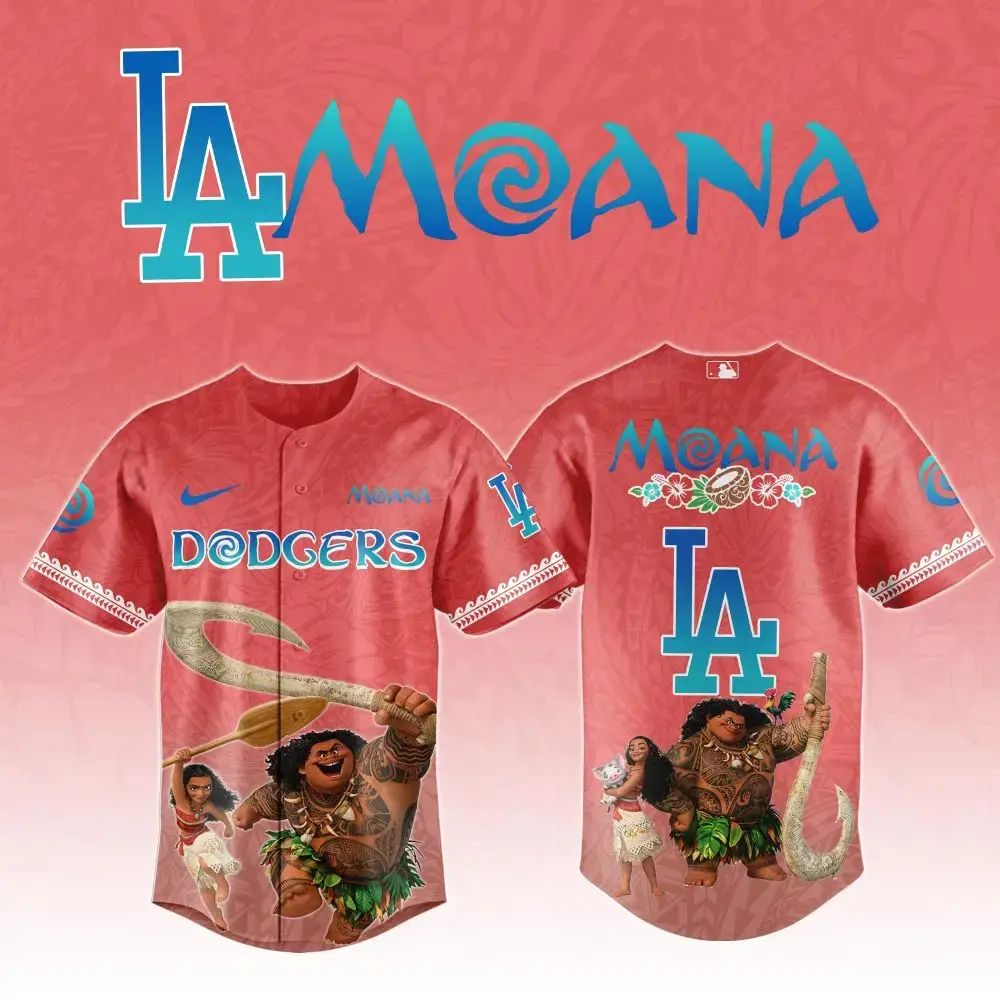 Limited Edition La Dodgers Moana Baseball Jersey – Unique Disney Collaboration Image