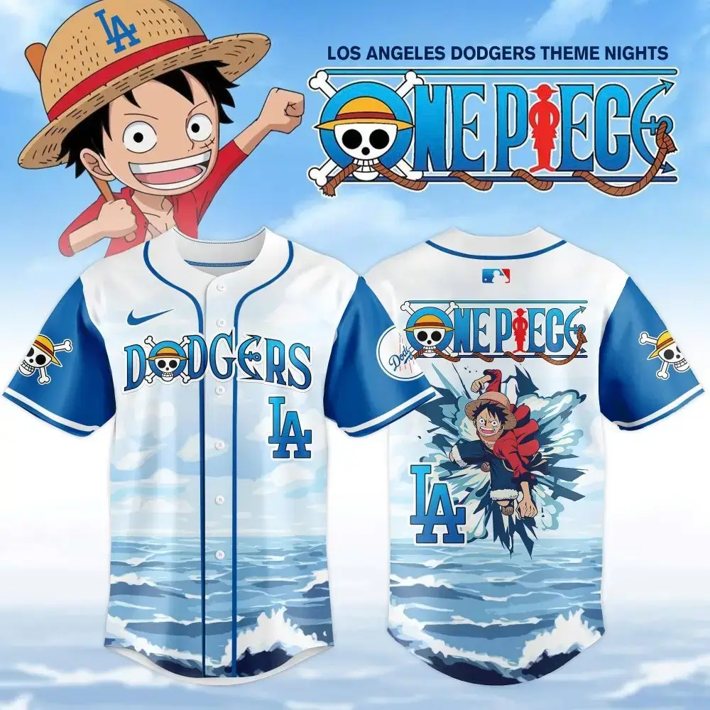 Limited Edition La Dodgers X One Piece Jersey – Anime Baseball Fan Gear Image