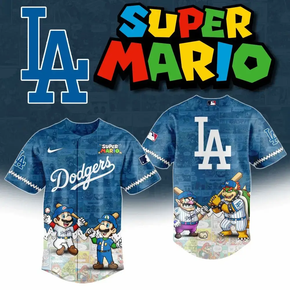 Limited Edition La Dodgers X Super Mario Baseball Jersey - Exclusive Design For Fans Image