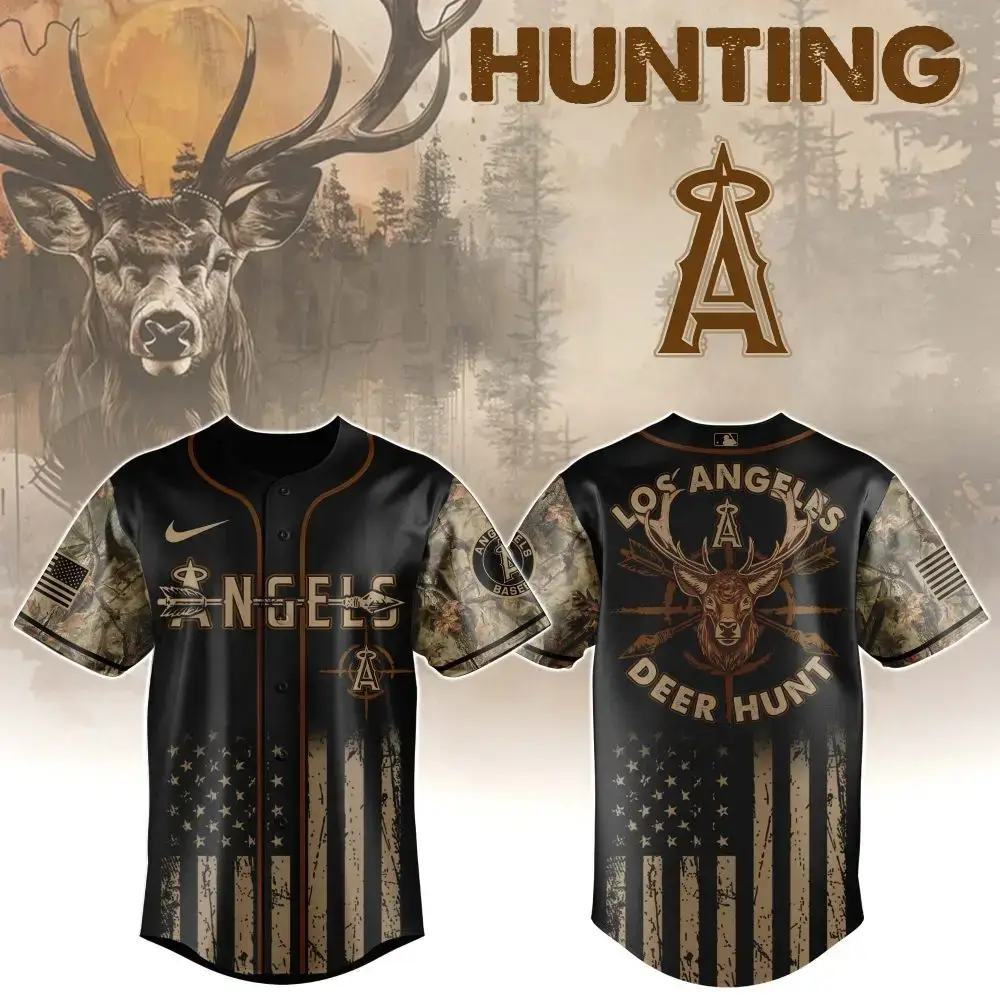 Limited Edition Los Angeles Deer Hunt Camo Baseball Jersey - Perfect For Outdoor Enthusiasts Image