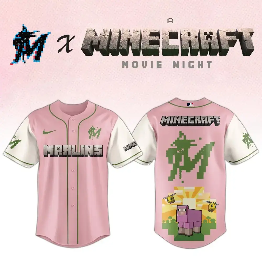 Limited Edition Marlins X Minecraft Jersey - Perfect For Fans & Gamers! Image