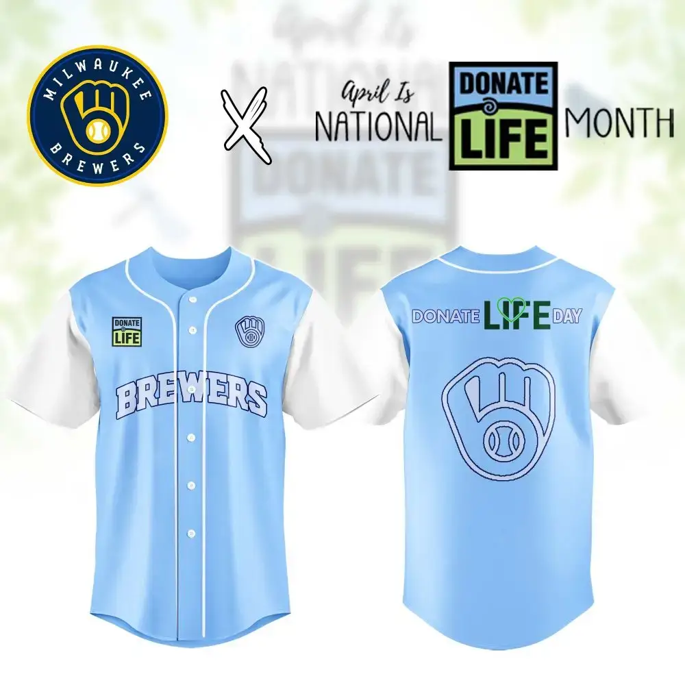 Limited Edition Milwaukee Brewers Donate Life Jersey - Support National Donate Life Month Image