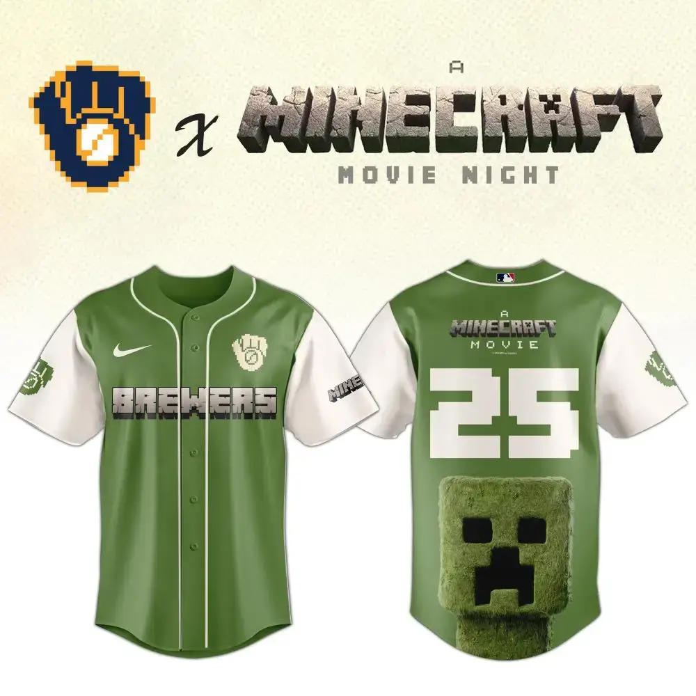 Limited Edition Minecraft X Brewers Movie Night Jersey – Perfect For Fans & Collectors! Image
