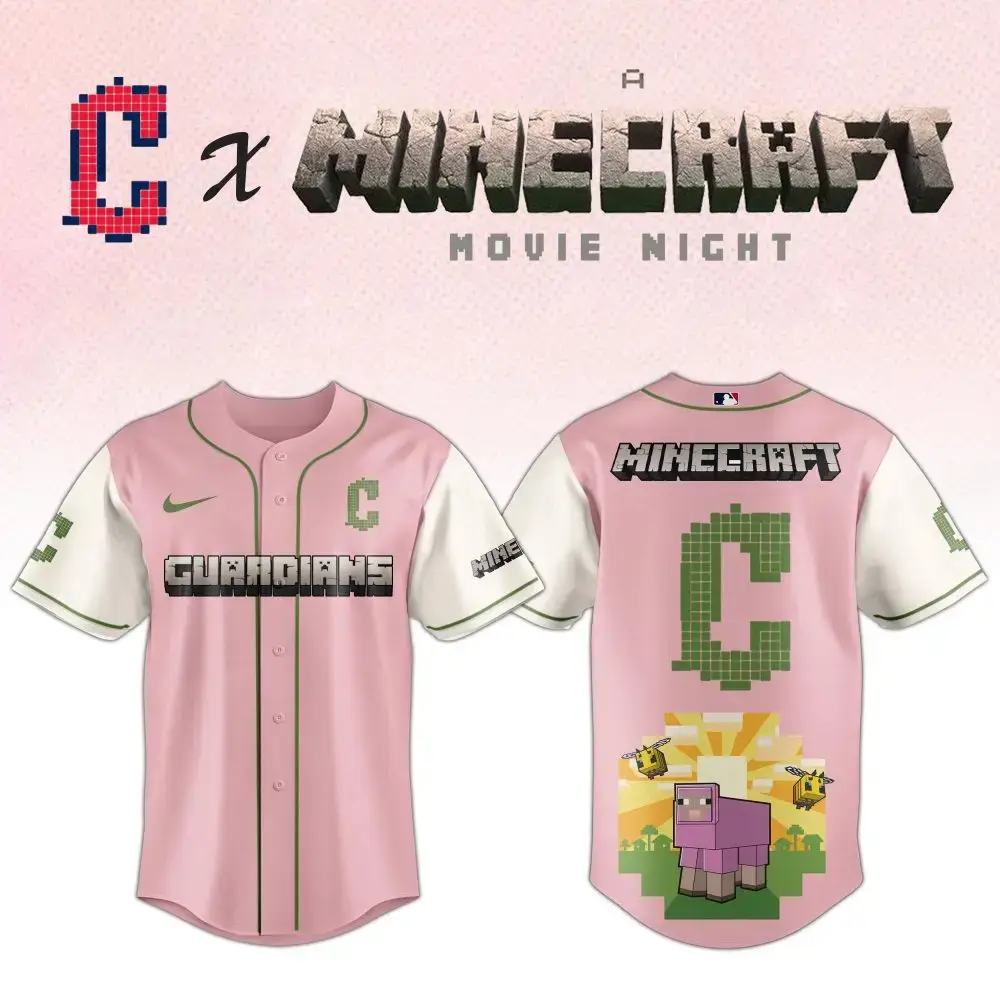 Limited Edition Minecraft X Guardians Pink Jersey – Perfect For Movie Night Fans! Image