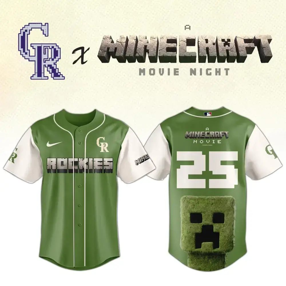 Limited Edition Minecraft X Rockies Jersey – Perfect For Movie Night Fans! Shop Now And Celebrate In Style! Image