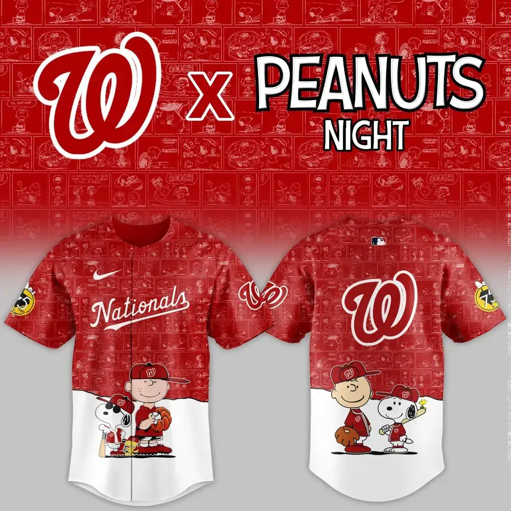 Limited Edition Nationals X Peanuts Night Jersey – Celebrate In Style With Charlie Brown & Snoopy! Image