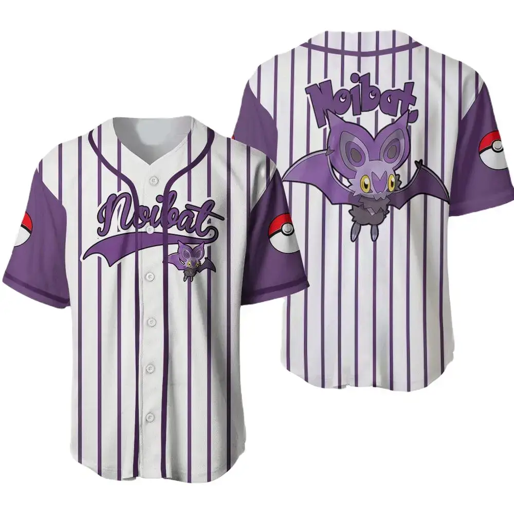 Limited Edition Noibat Baseball Jersey – Stylish Purple & White Pokéball Design Image