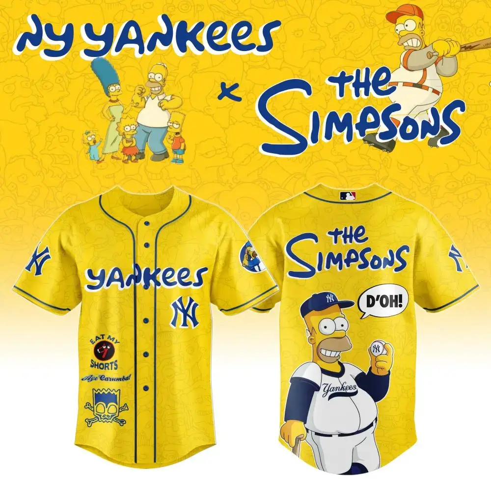 Limited Edition Ny Yankees X The Simpsons Baseball Jersey - Bold Yellow Fan Gear! Image