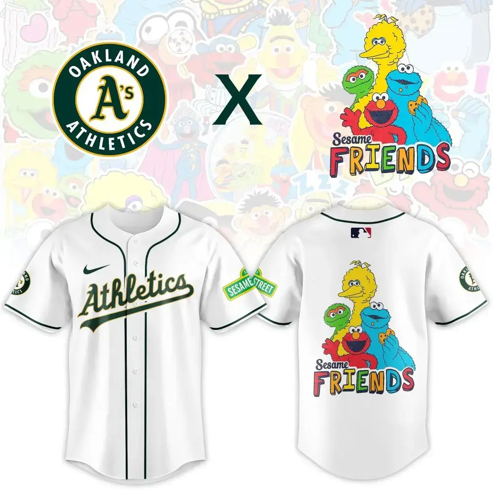 Limited Edition Oakland Athletics X Sesame Street Jersey - Fun & Playful Fan Gear! Image