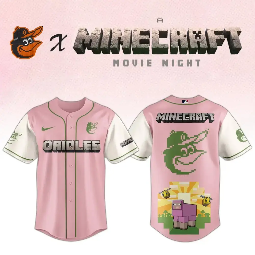 Limited Edition Orioles X Minecraft Pink Jersey - Perfect For Fans & Gamers! Image