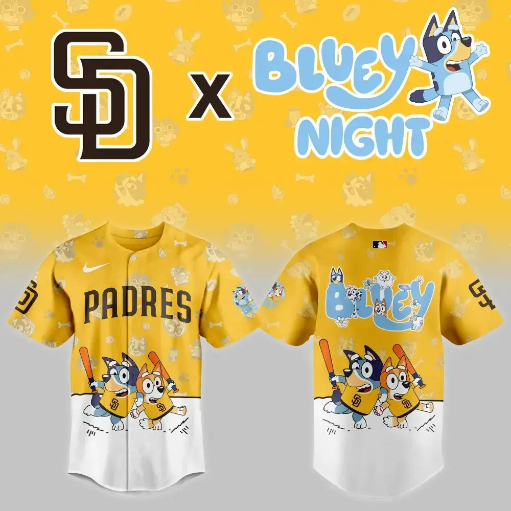 Limited Edition Padres X Bluey Night Baseball Jersey – Fun, Sporty & Stylish! Image