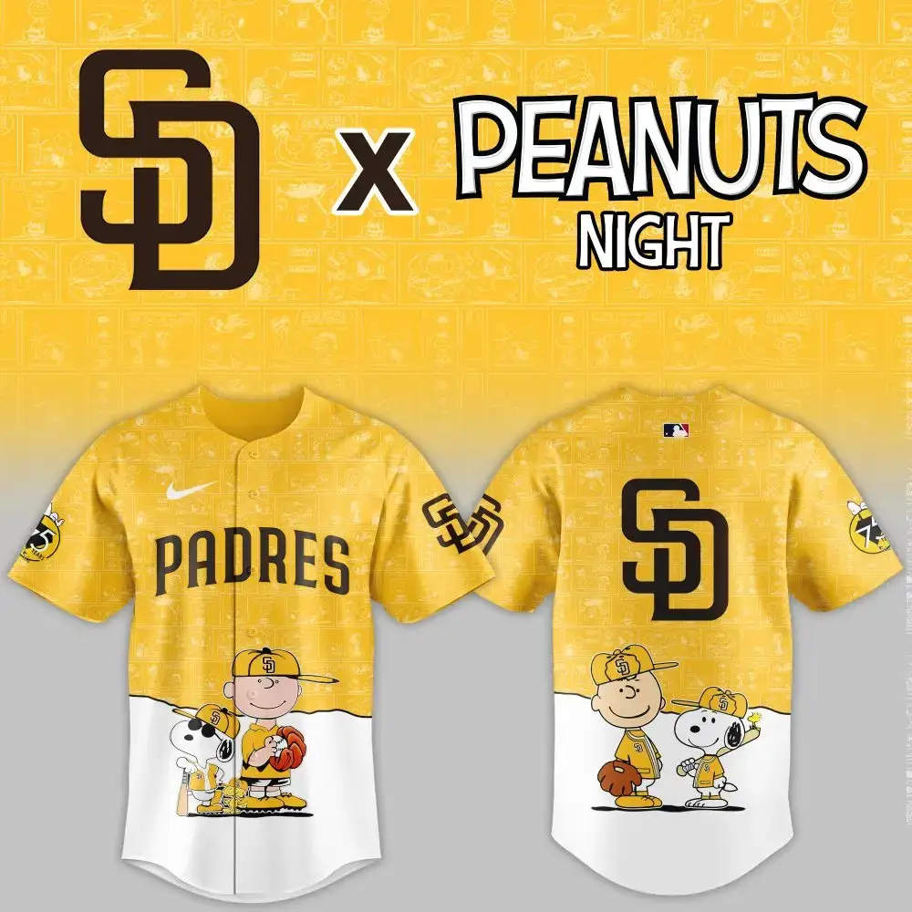 Limited Edition Padres X Peanuts Baseball Jersey - Celebrate Peanuts Night In Style! Image