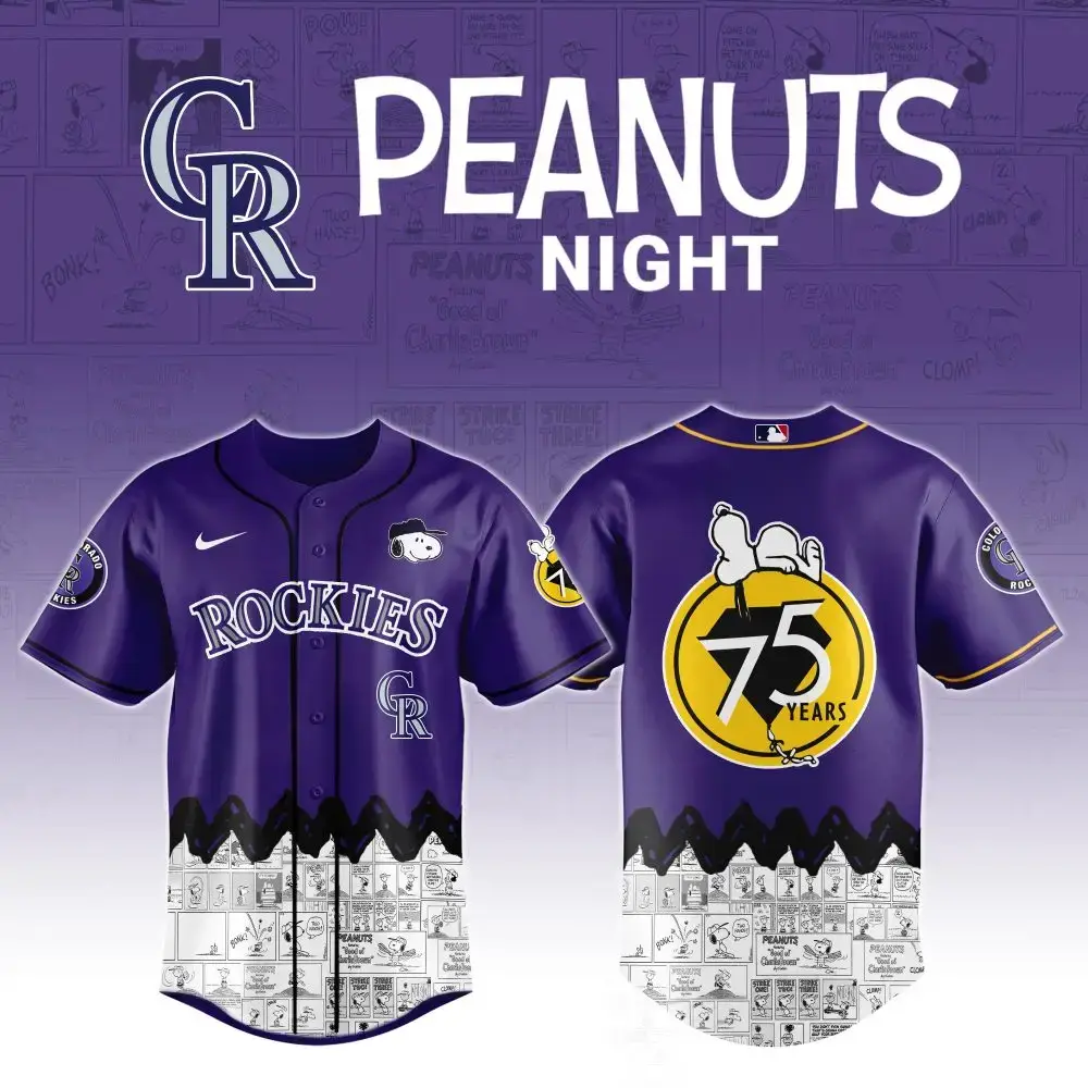 Limited Edition Peanuts Night Rockies Jersey - Celebrate 75 Years With Snoopy! Image