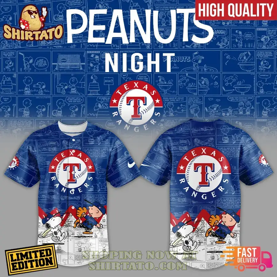 Limited Edition Peanuts Night Texas Rangers Shirt - High Quality & Fast Delivery Image