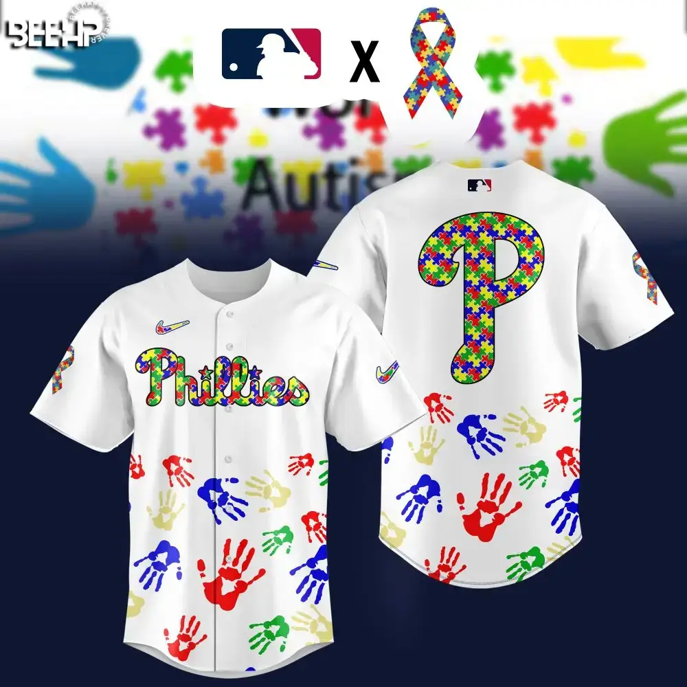 Limited Edition Phillies Autism Awareness Jersey - Celebrate With Colorful Support! Image
