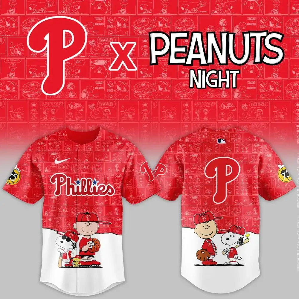 Limited Edition Phillies X Peanuts Night Jersey – Celebrate With Charlie & Snoopy! Image