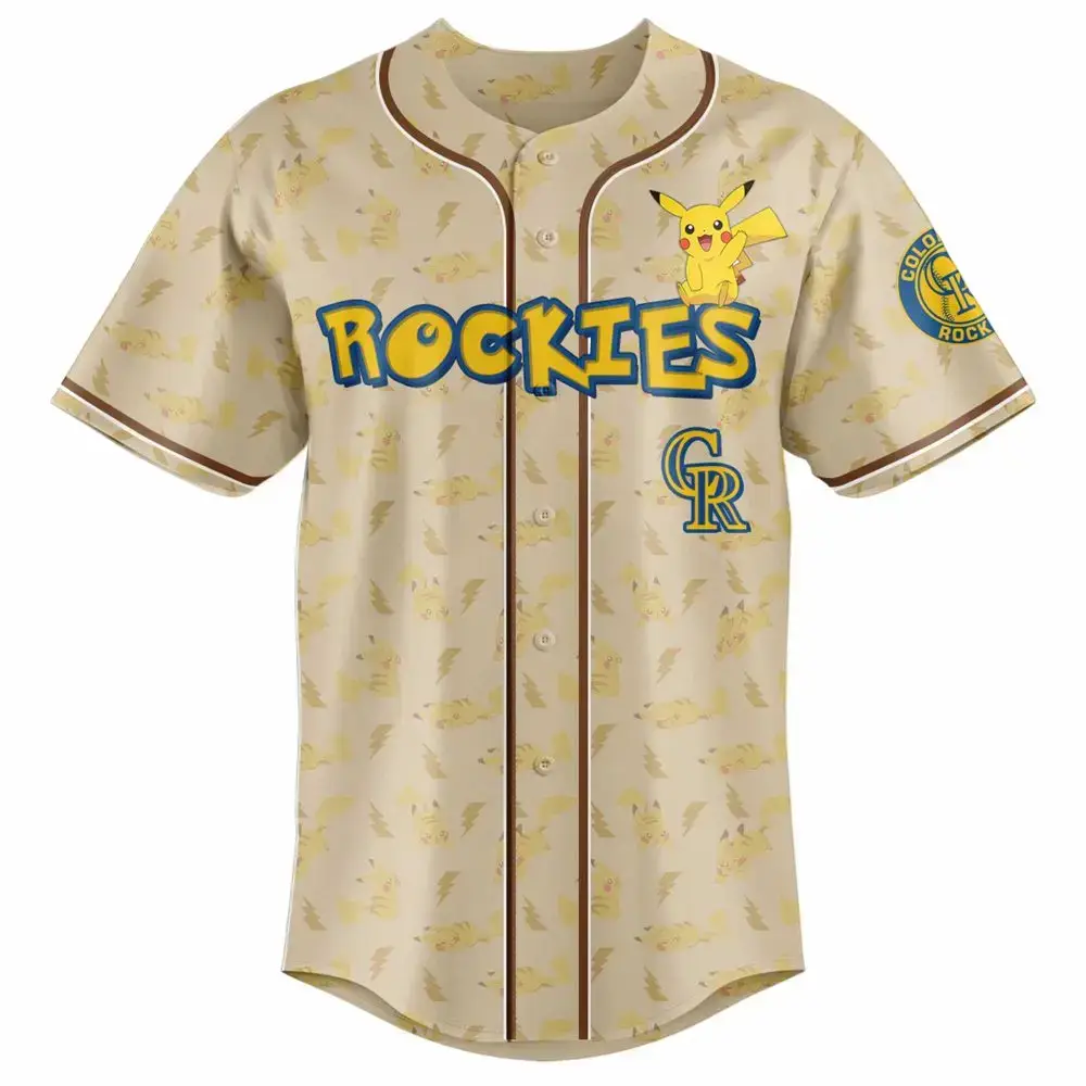 Limited Edition Pikachu Baseball Jersey - Rockies Theme, Perfect For Fans & Collectors! Image