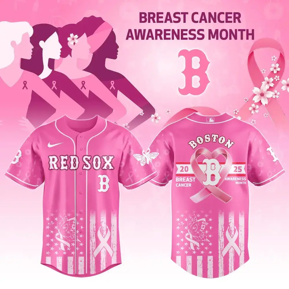 Limited Edition Pink Boston Jersey - Breast Cancer Awareness Month 2025 Support Apparel Image