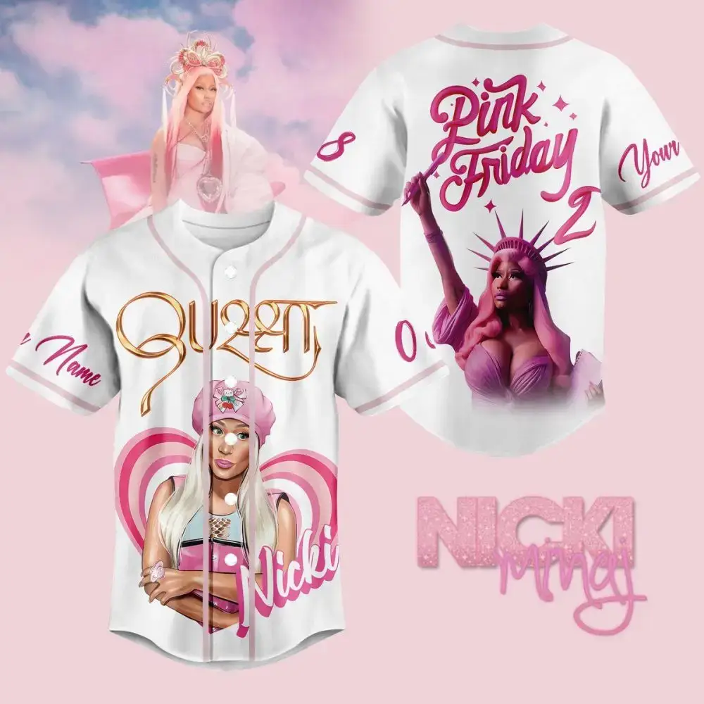 Limited Edition Pink Queen Graphic Baseball Jersey - Stylish & Unique Design Image
