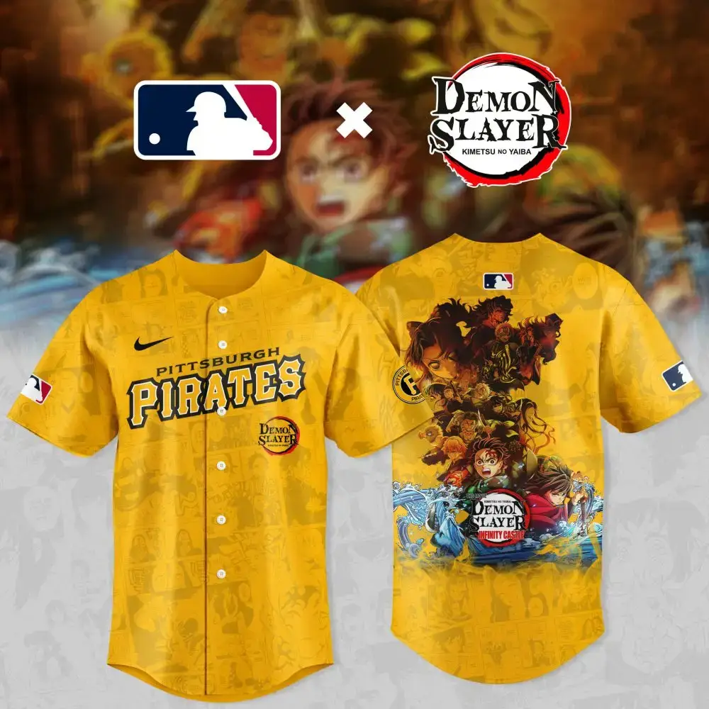 Limited Edition Pittsburgh Pirates X Demon Slayer Baseball Jersey - Official Mlb Anime Crossover Image