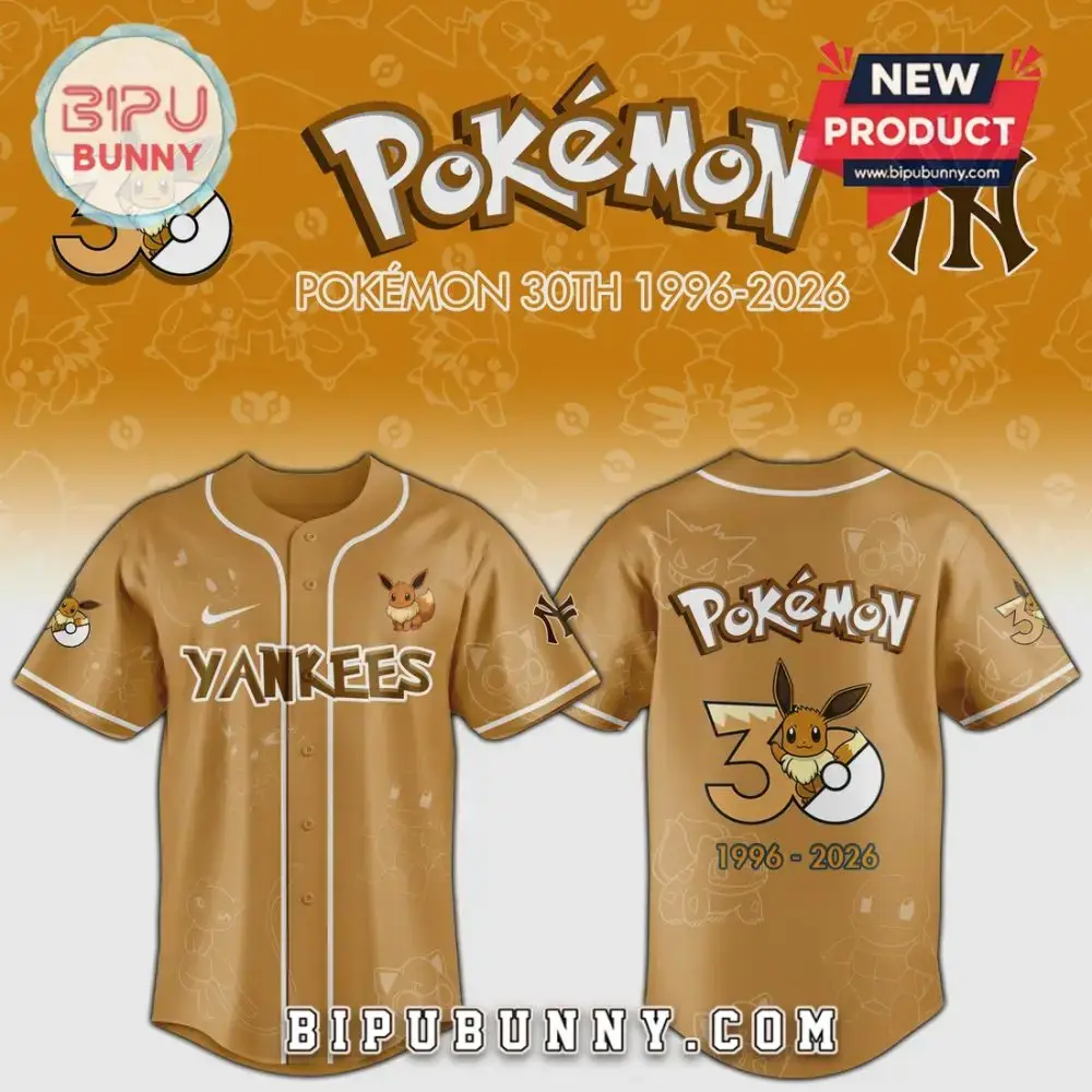 Limited Edition Pokémon 30Th Anniversary Baseball Jersey - Eevee Design 1996-2026 Image