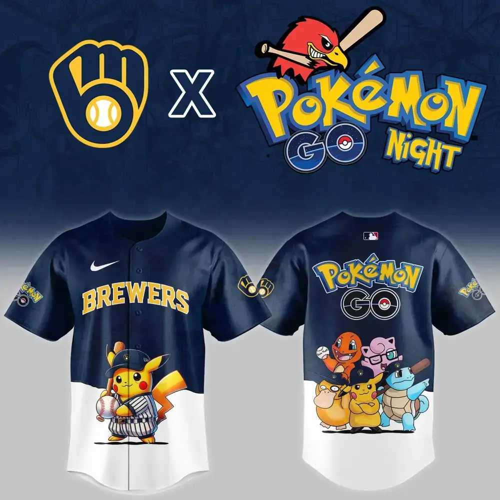 Limited Edition Pokémon Go Night Jersey – Brewers X Pikachu Design – Catch Yours Now! Image