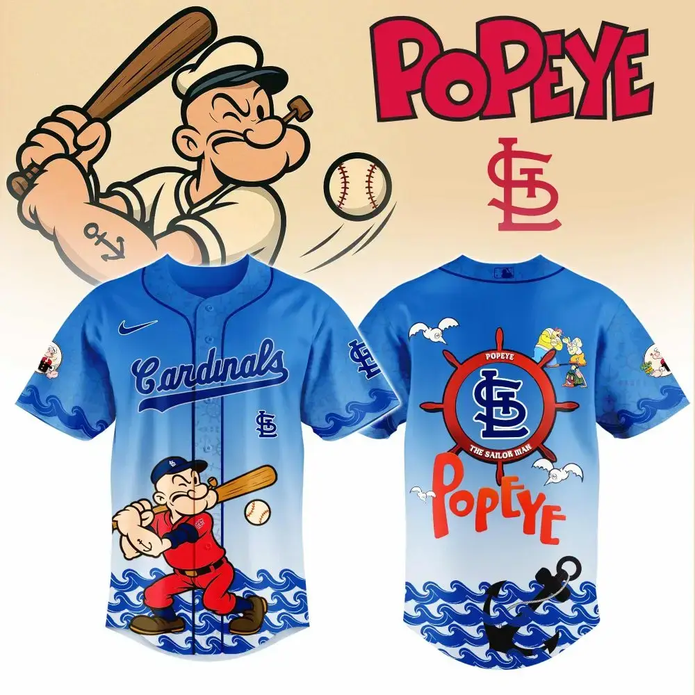 Limited Edition Popeye Cardinals Baseball Jersey - Vibrant Design, Perfect For Fans! Image
