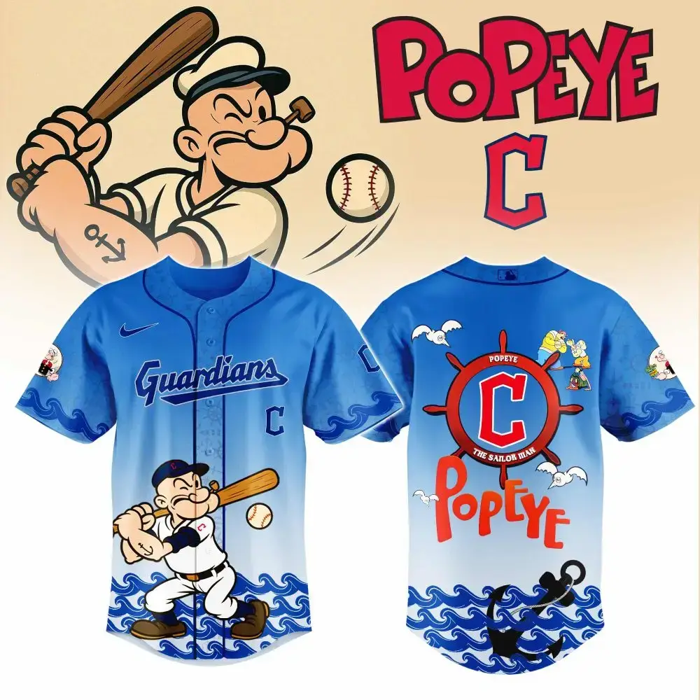 Limited Edition Popeye Guardians Baseball Jersey – Vibrant Blue Cartoon Design Image