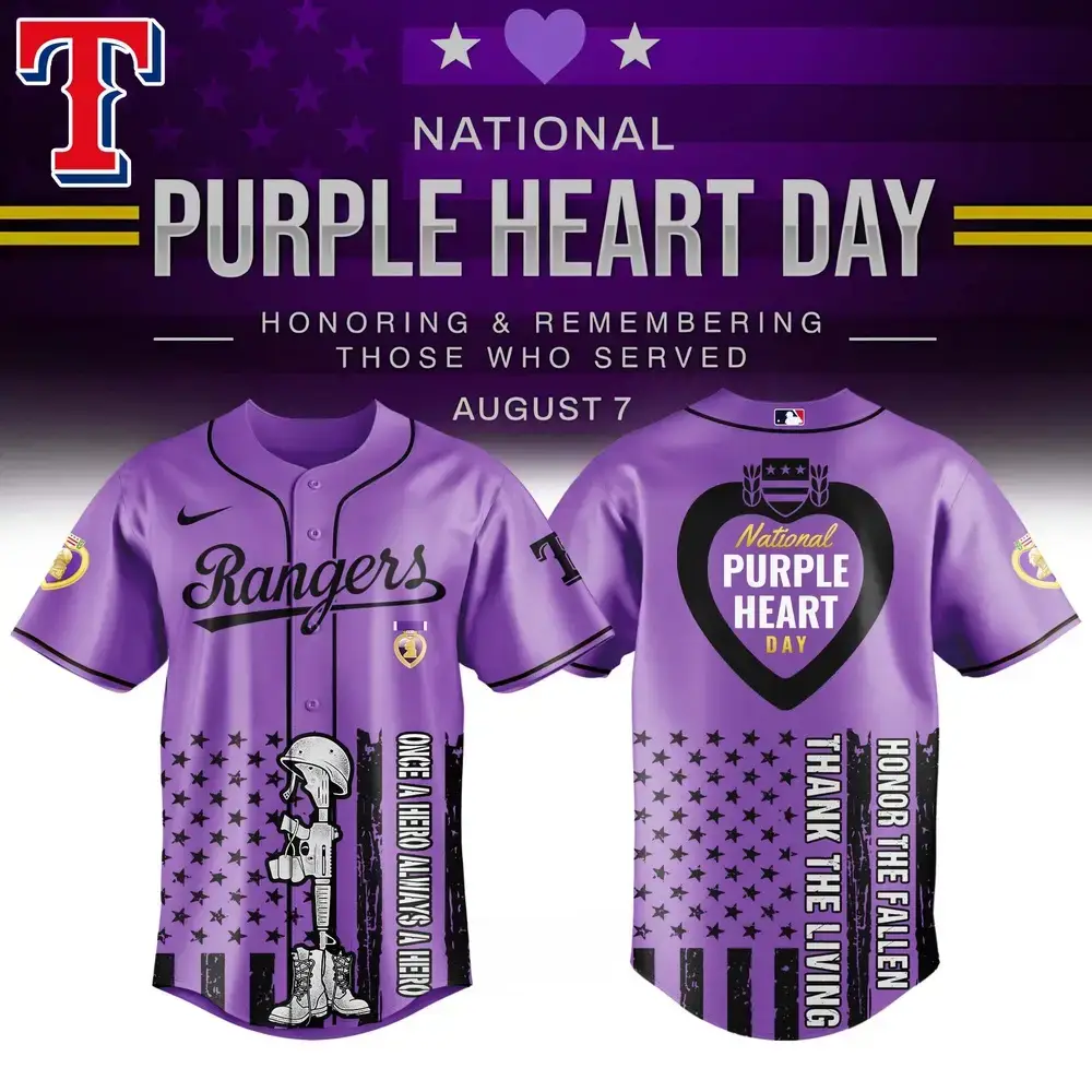 Limited Edition Purple Heart Day Baseball Jersey - Honor & Remember Heroes Image