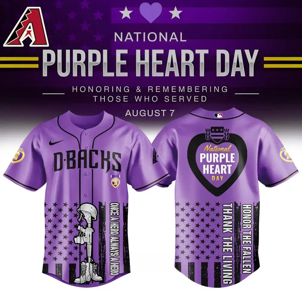 Limited Edition Purple Heart Day D-Backs Jersey – Honor & Remember Heroes Image