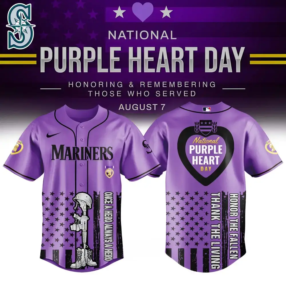 Limited Edition Purple Heart Day Mariners Jersey – Honor & Remember Heroes Image