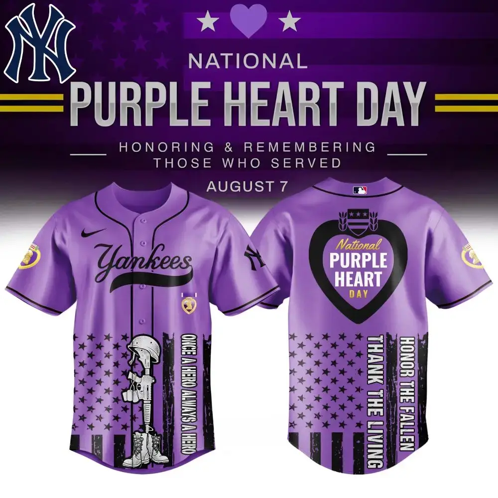 Limited Edition Purple Heart Yankees Jersey - Honor Veterans, Celebrate Heroes Image