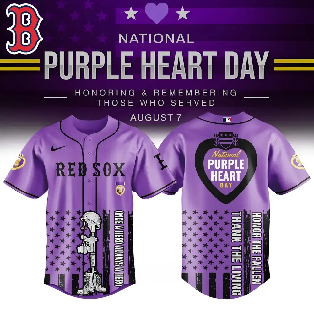 Limited Edition Red Sox Purple Heart Day Jersey – Honor Veterans In Style! Image