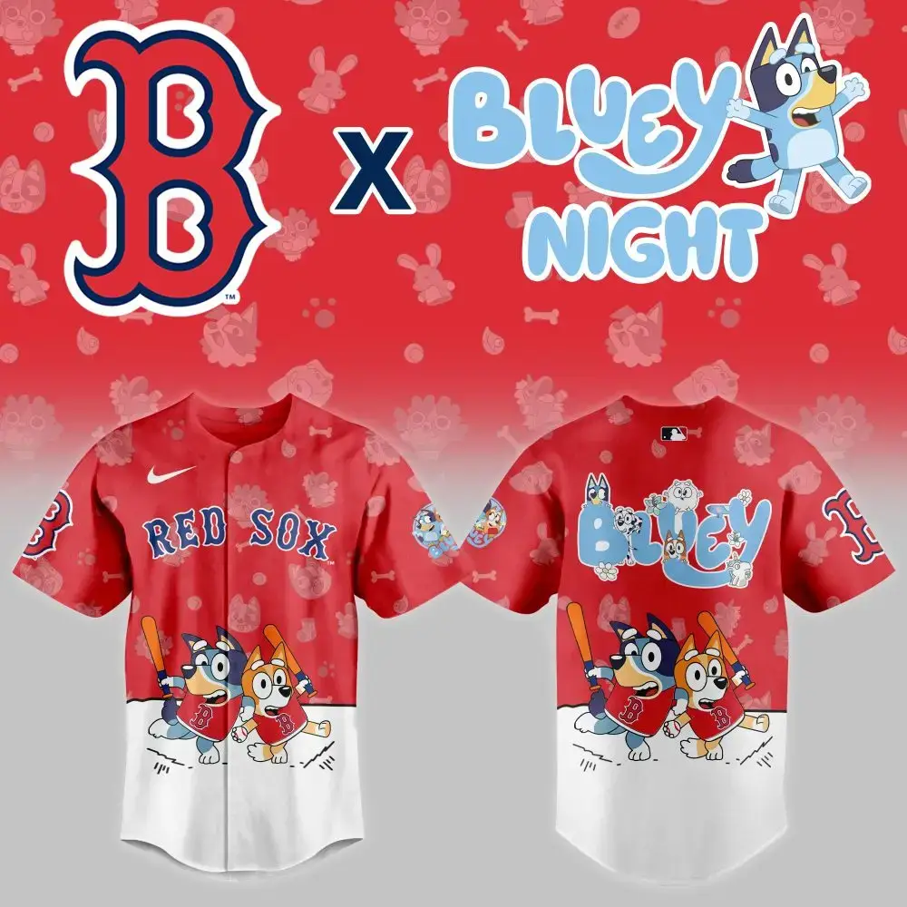 Limited Edition Red Sox X Bluey Night Jersey - Kids' Favorite! Perfect Gift For Little Fans! Image