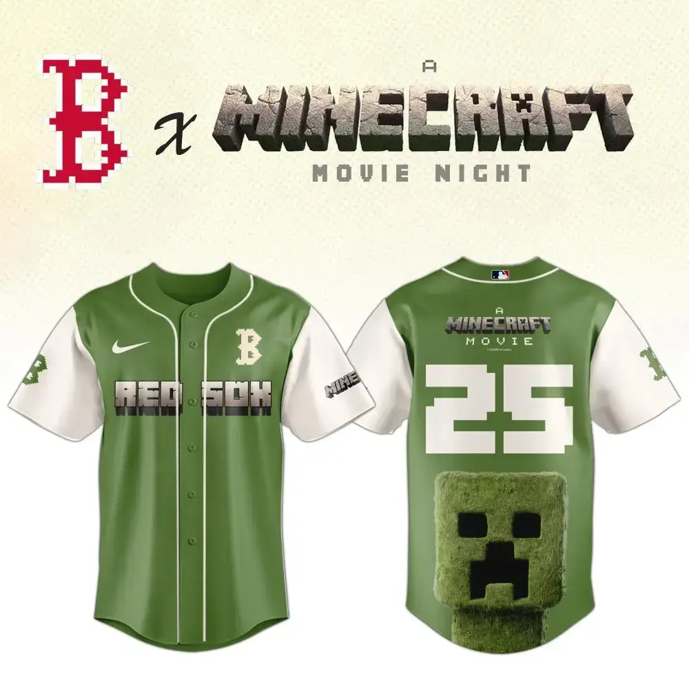 Limited Edition Red Sox X Minecraft Jersey – Perfect For Fans & Gamers! Image